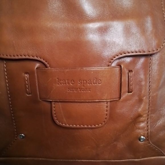 Kate Spade New York Vintage Leather Front Flap Hobo Shoulder Bag Brown - Picture 5 of 12